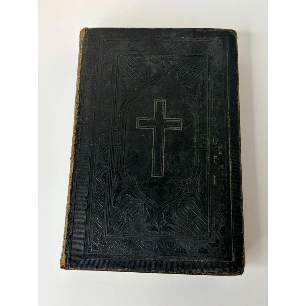 Antique German Hymnal 1905 Sammlung Christlicher Lieder Volga Black Leather